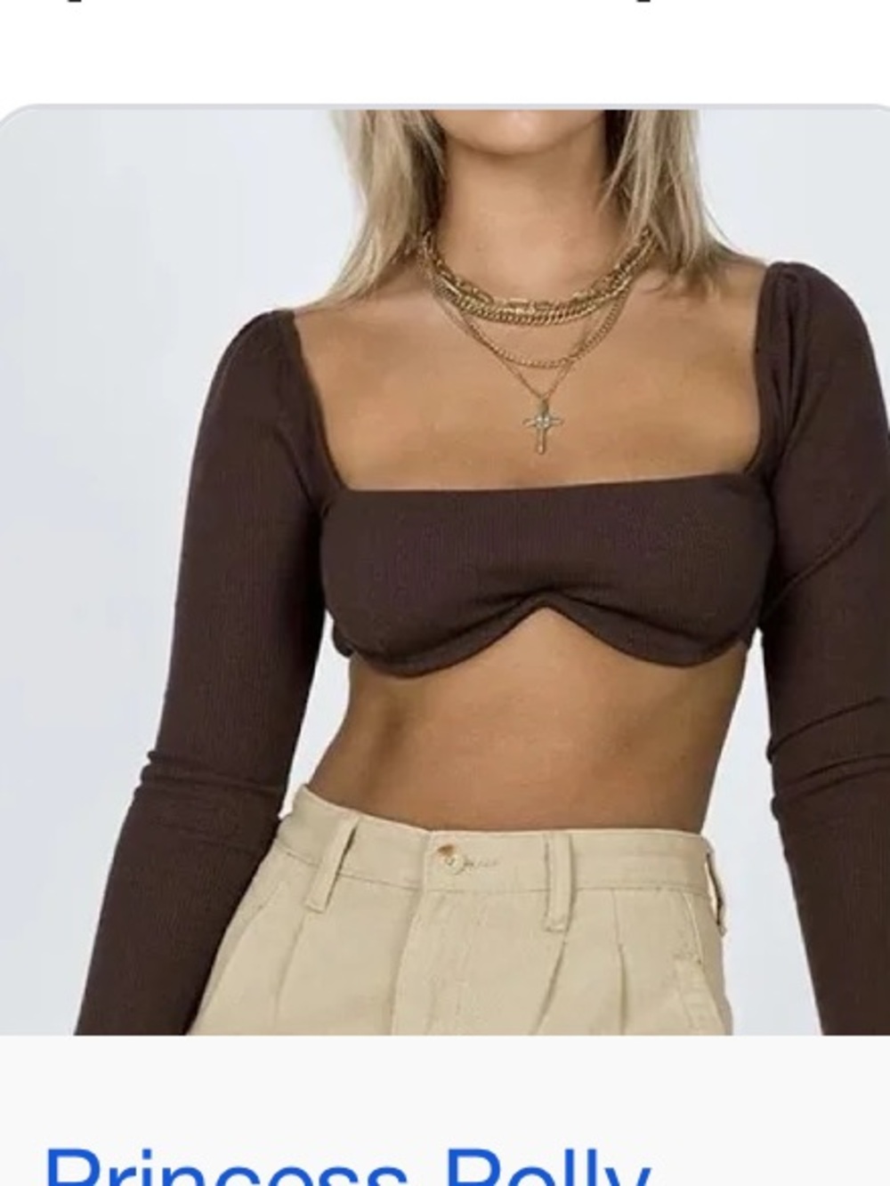Princess Polly Brown Ribbed Underwire Bandeau Top